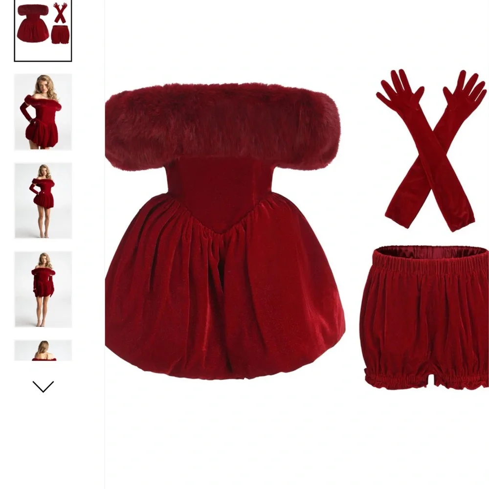 Nana Jacqueline Candice Velvet Dress (Red) - Picture 2 of 7